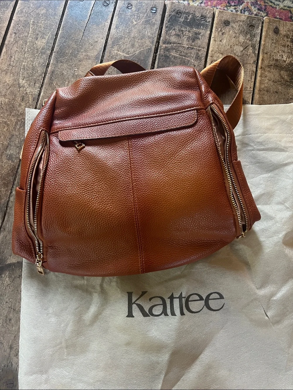 Kattee Brown Leather Backpack - Women’s Casual Daypack
